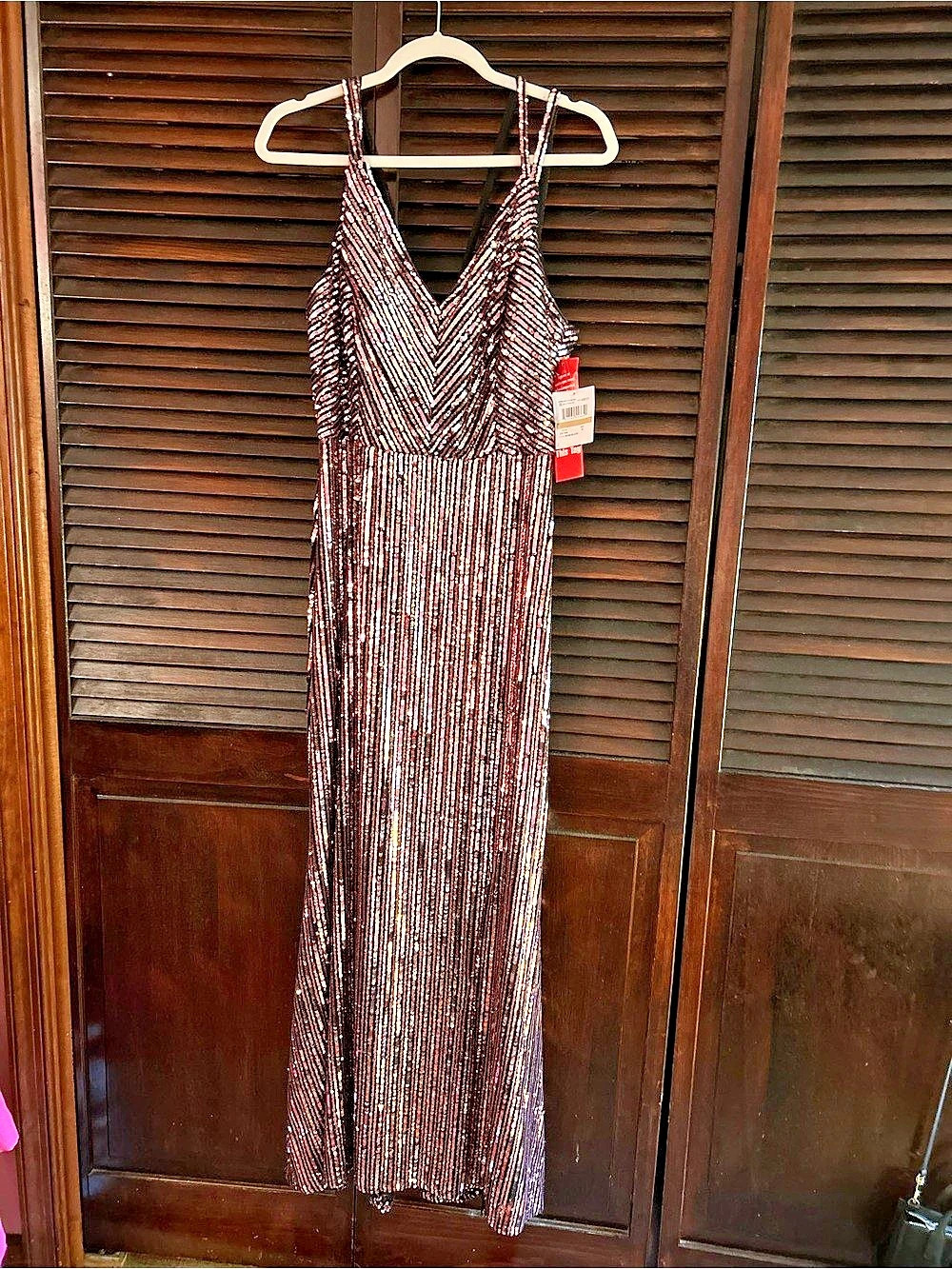 Nightway Sequin Maxi Dress in Black & Pink Size 12 NWT